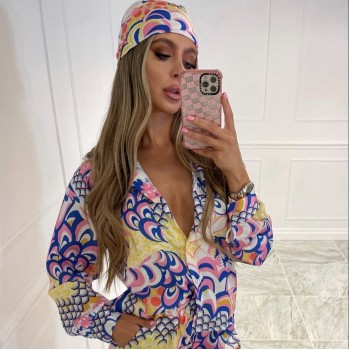 Women Chic Pink Floral Sets Za 2021 Vintage Stain Oversized Long Shirts and High Waist Elastic Wide Leg Shorts Boho Women Suits